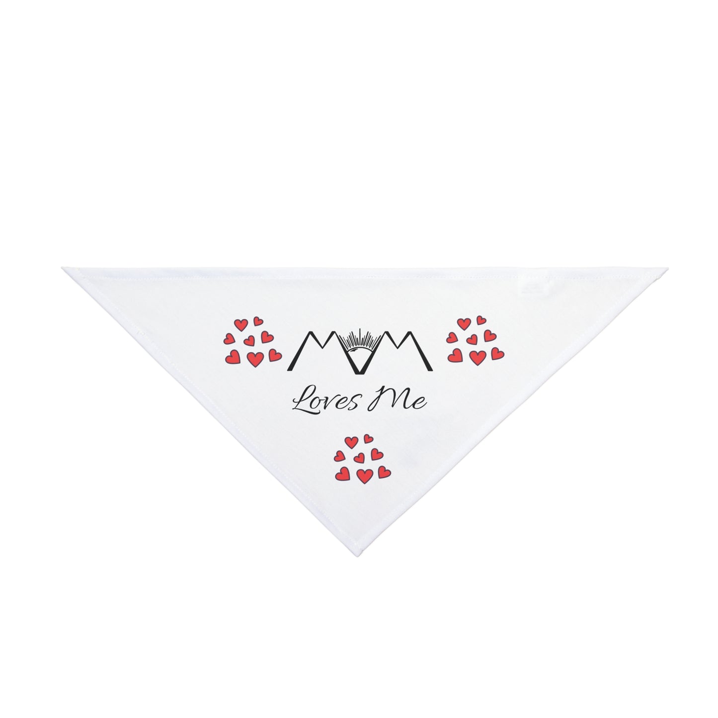 adorable white pet bandana red hearts MOM loves me