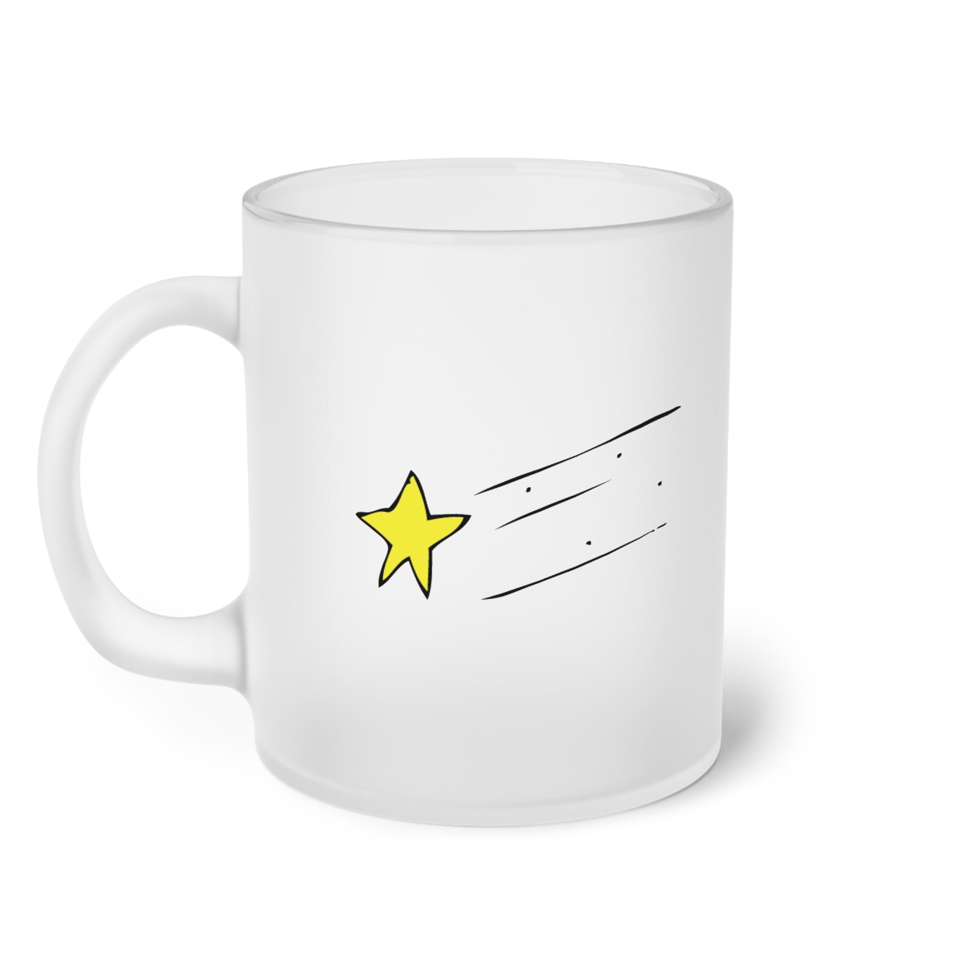 frosted glass 11 oz mug mindset of mom logo and swooping yellow star