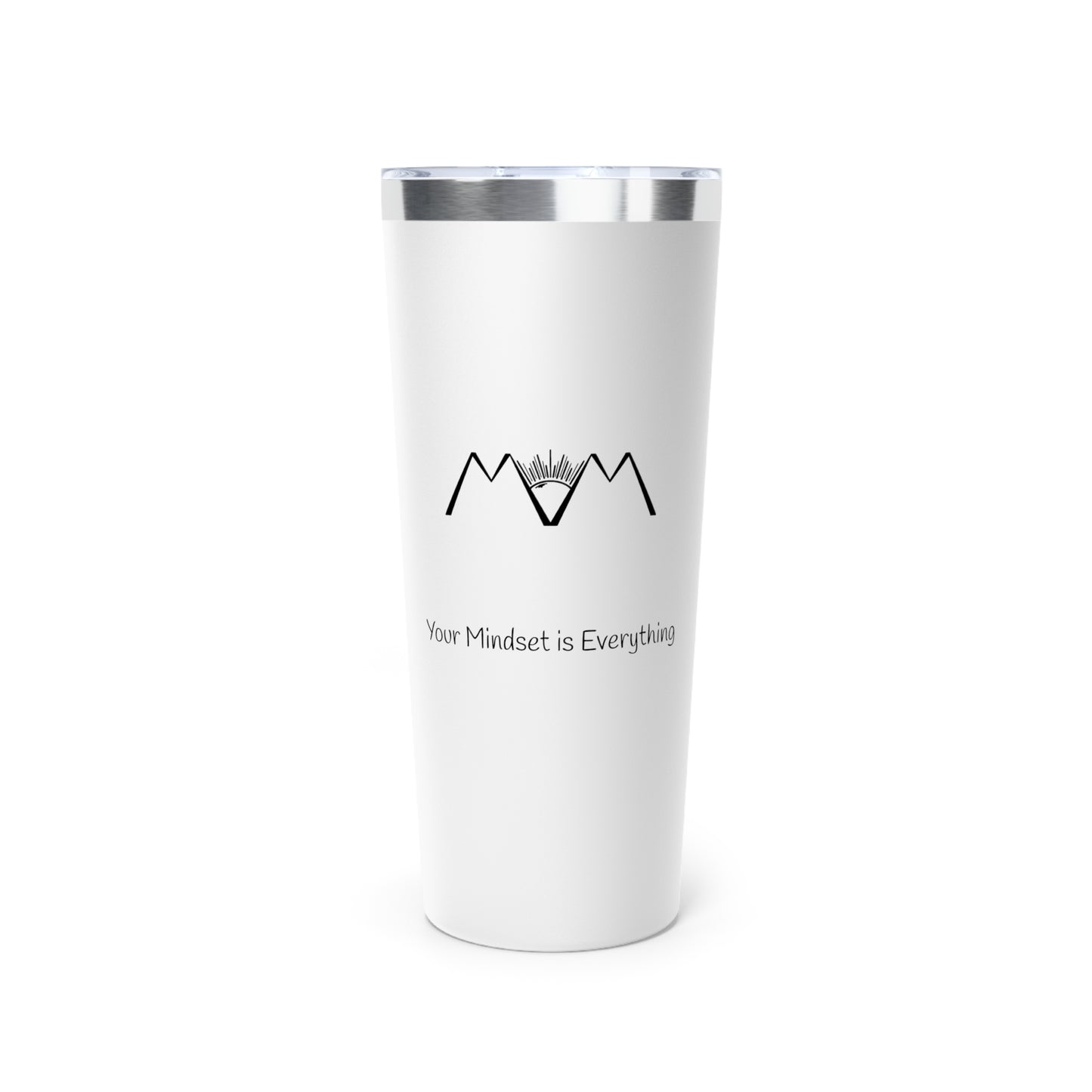 vacuum sealed white tumbler stating your mindset is everything mindset of mom tumbler