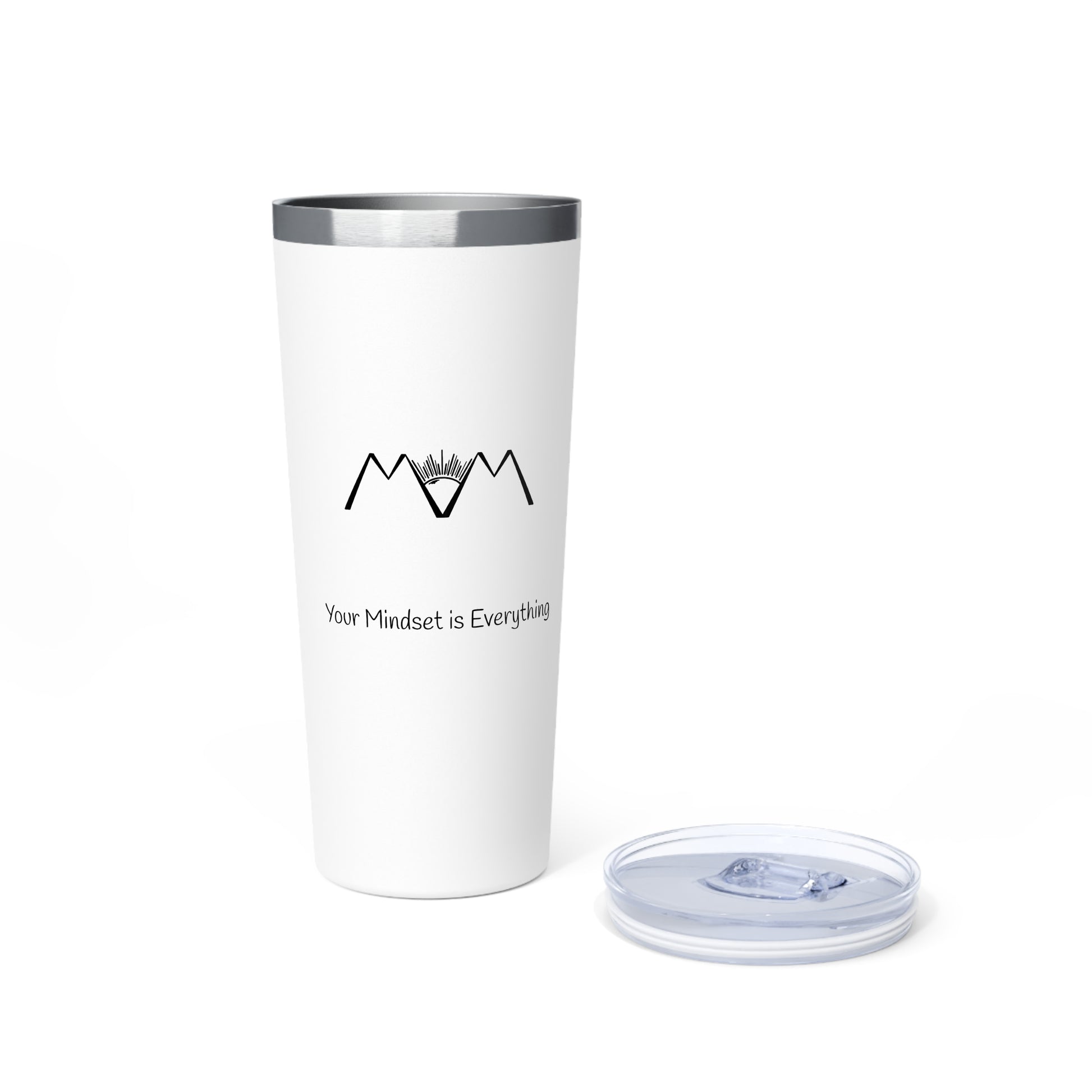 vacuum sealed white tumbler stating your mindset is everything mindset of mom tumbler