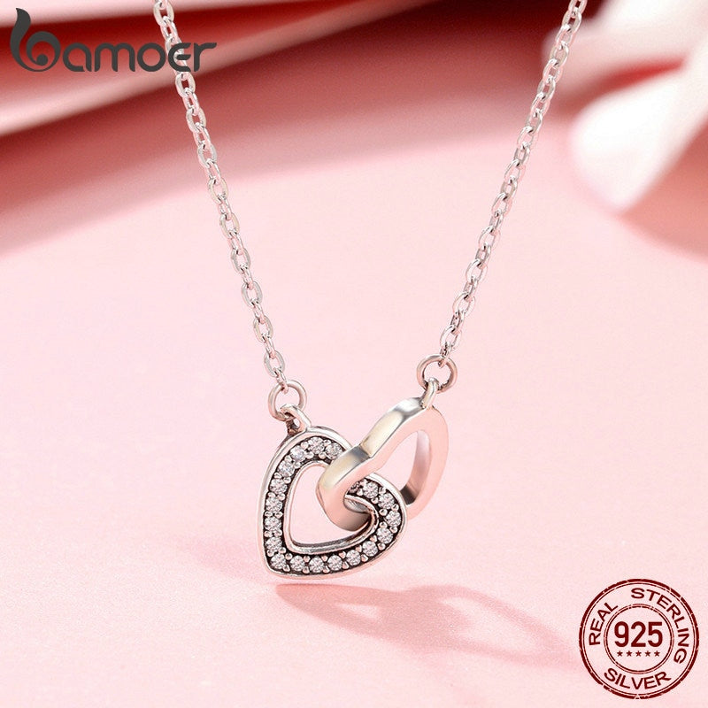 stirling silver necklace two entwined hearts mindset of mom necklace