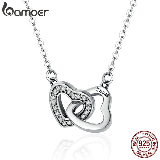 stirling silver necklace two entwined hearts mindset of mom necklace